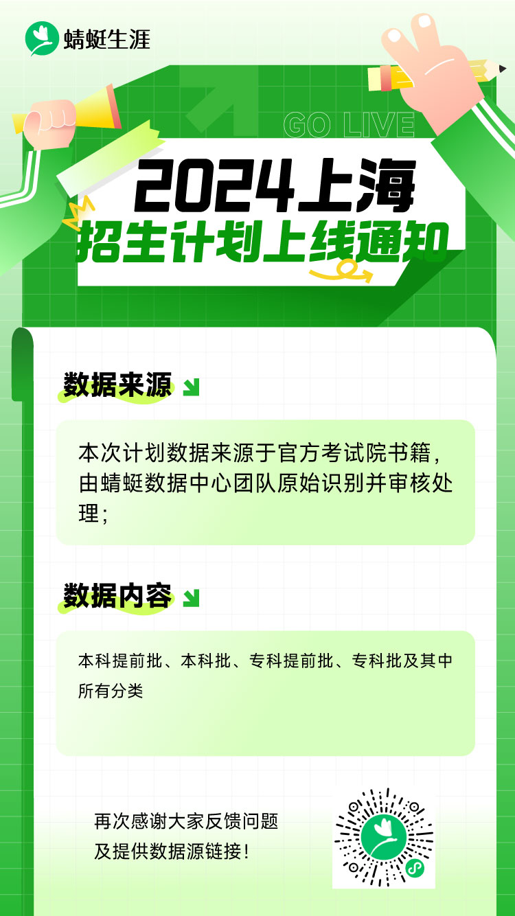 【上海】 2024招生计划官方书籍版【全批次】上线！🎉