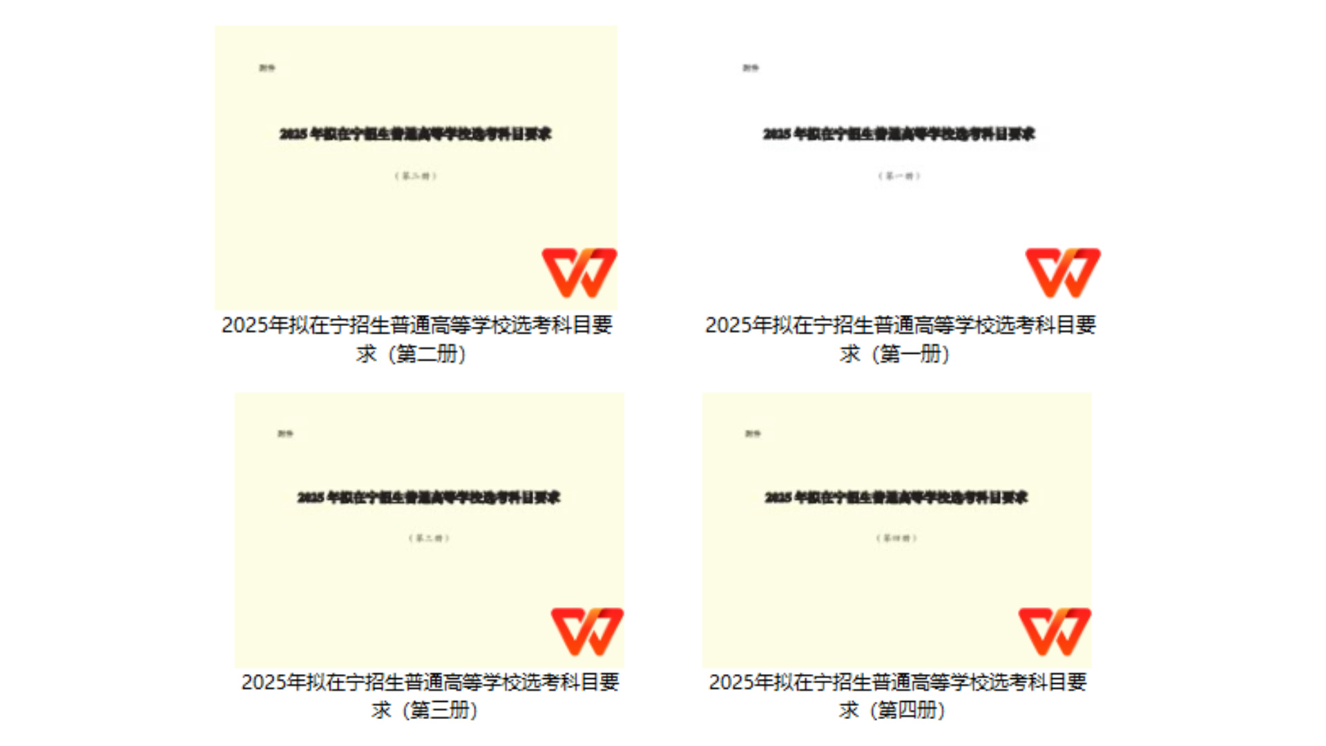 【宁夏】2025年拟在宁招生普通高校专业（类）选考科目要求（全四册）