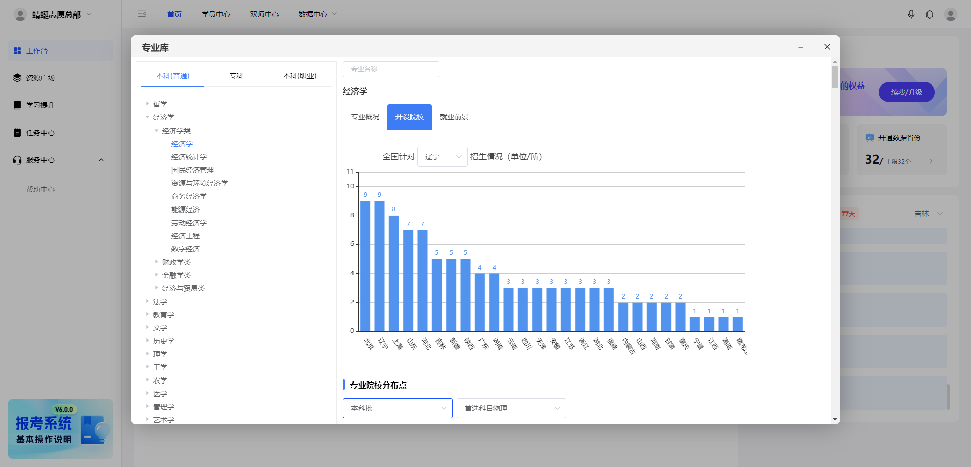 智能报考系统如何查看某专业在各省及各院校的招生情况?专业库功能介绍!