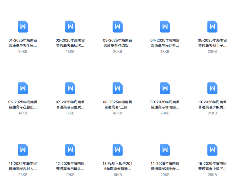 16张表一次下载！海南高考报名用表汇总！2025年普通高考报名及申请不限报、 加分等用表