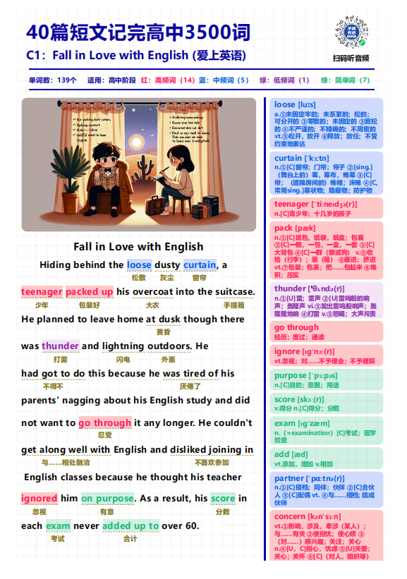 高考英语40篇短文记完高中3500词（pdf版本）
