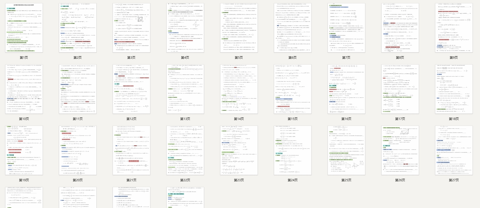 高考数学教材课本内容必过知识清单