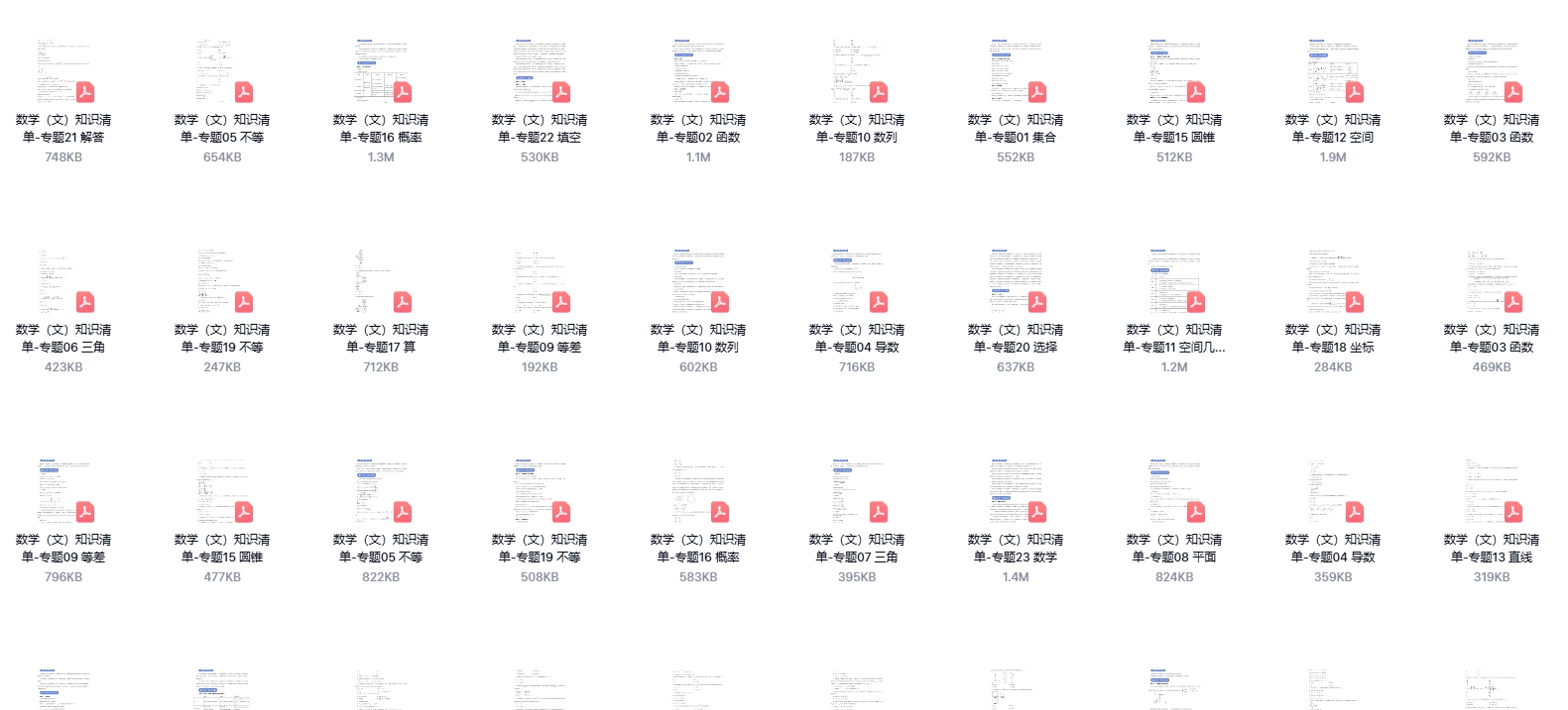 高考数学二轮复习知识清单（文/理）