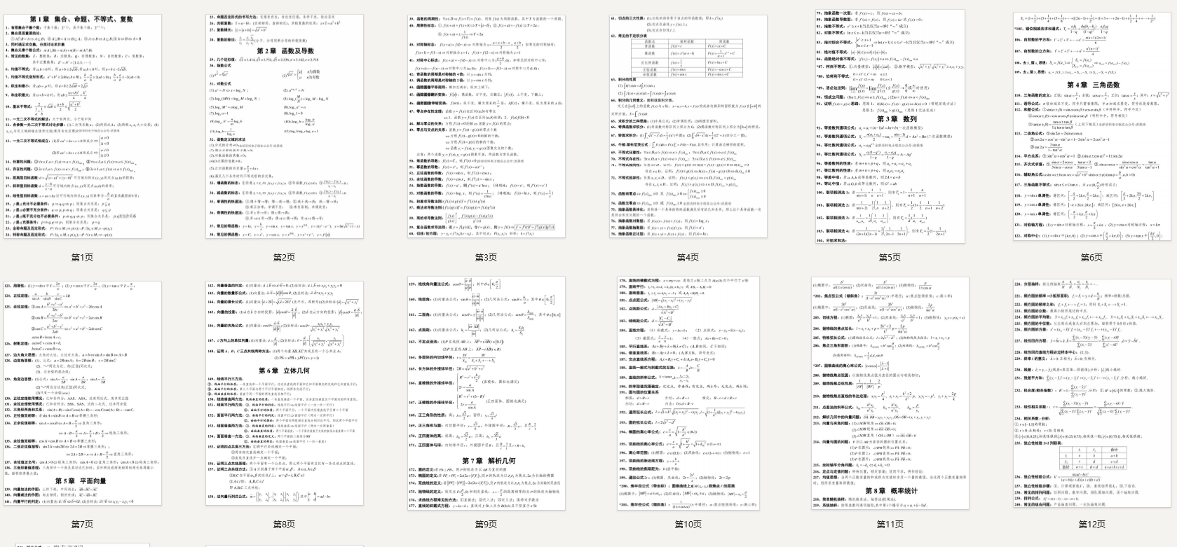 高中数学289个快速解题公式,高中3年都可用