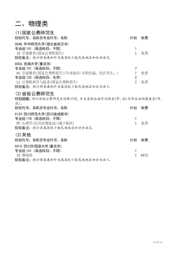四川：2025年普通高校招生本科提前批次B段征集志愿院校专业组、专业及名额(第二次)