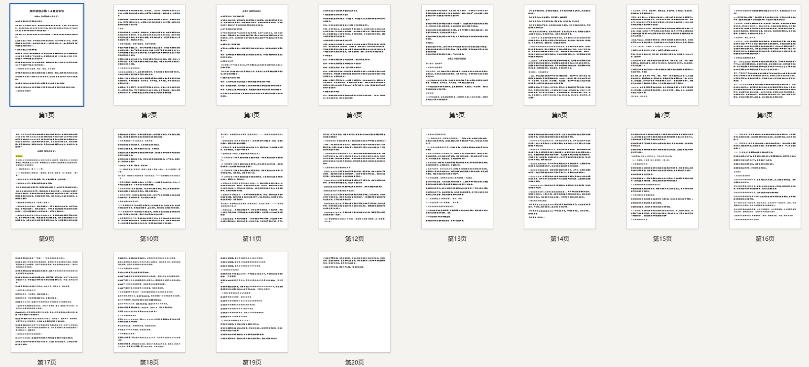 高中政治必修1-4重点知识，下载下来慢慢看！