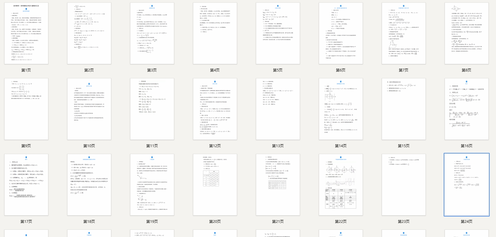 高中数学：常考模块必考点+重难点汇总