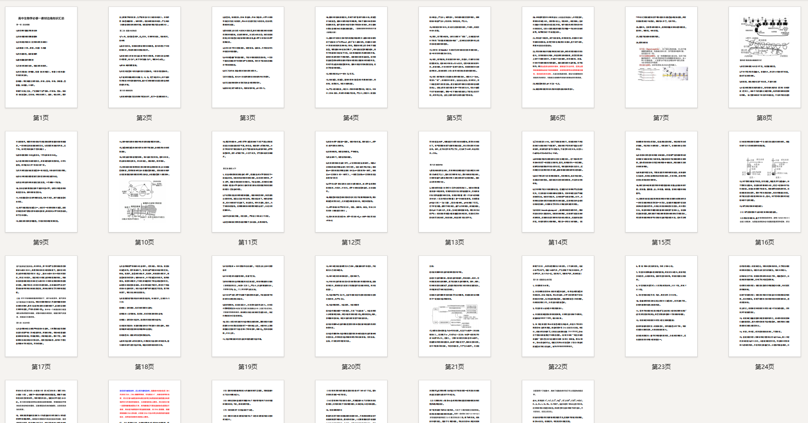 高中生物学必修一教材边角知识汇总