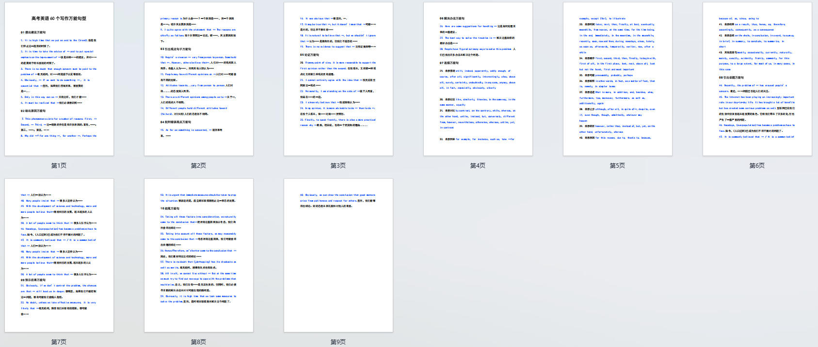 高考英语60个写作万能句型