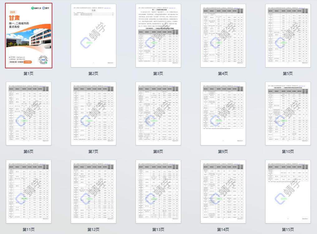 2025年甘肃除一、二线城市的重点高校