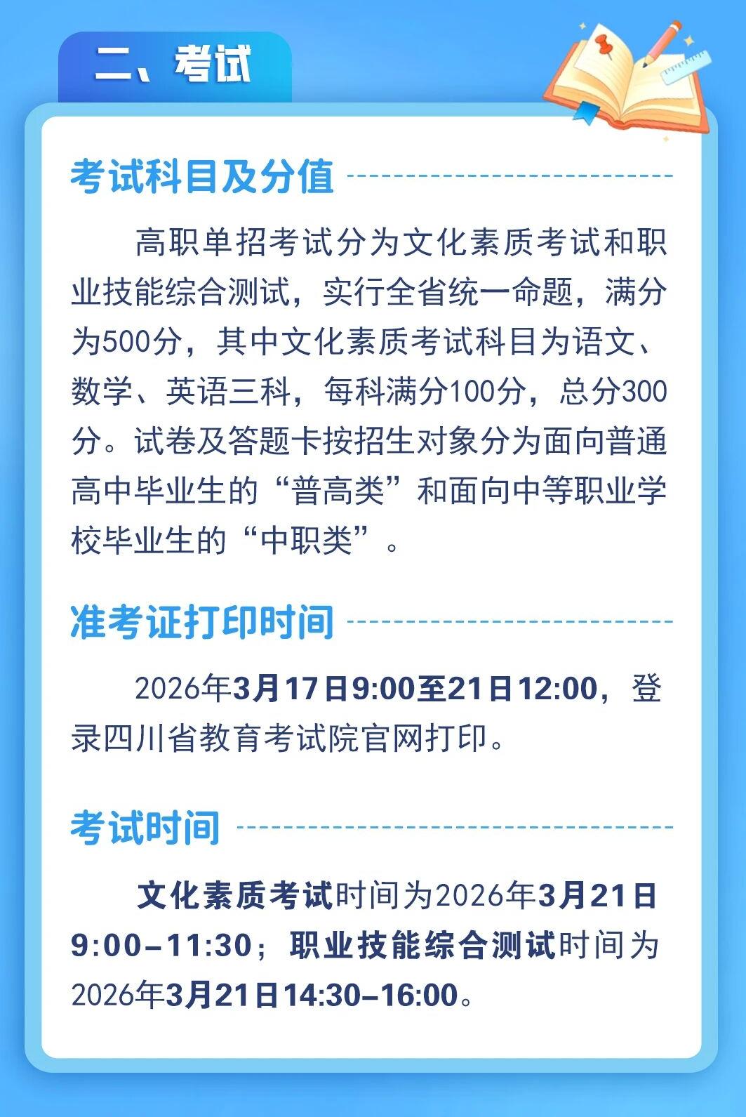 四川：一图看懂2026年高职单招报名考试