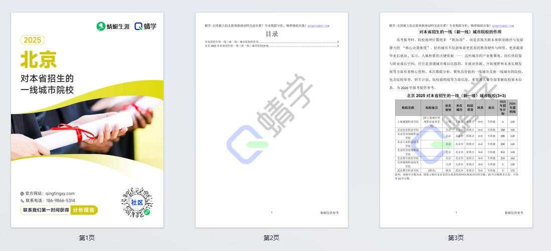 2025年北京对本省招生的一线城市院校-专科
