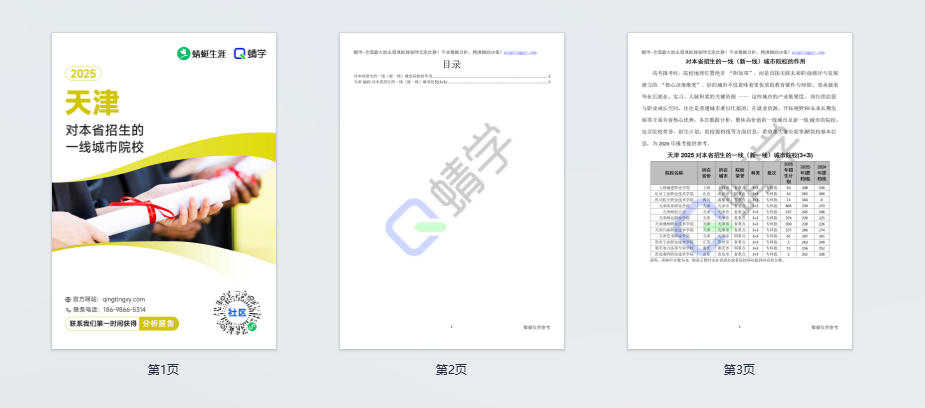 2025年天津对本省招生的一线城市院校-专科