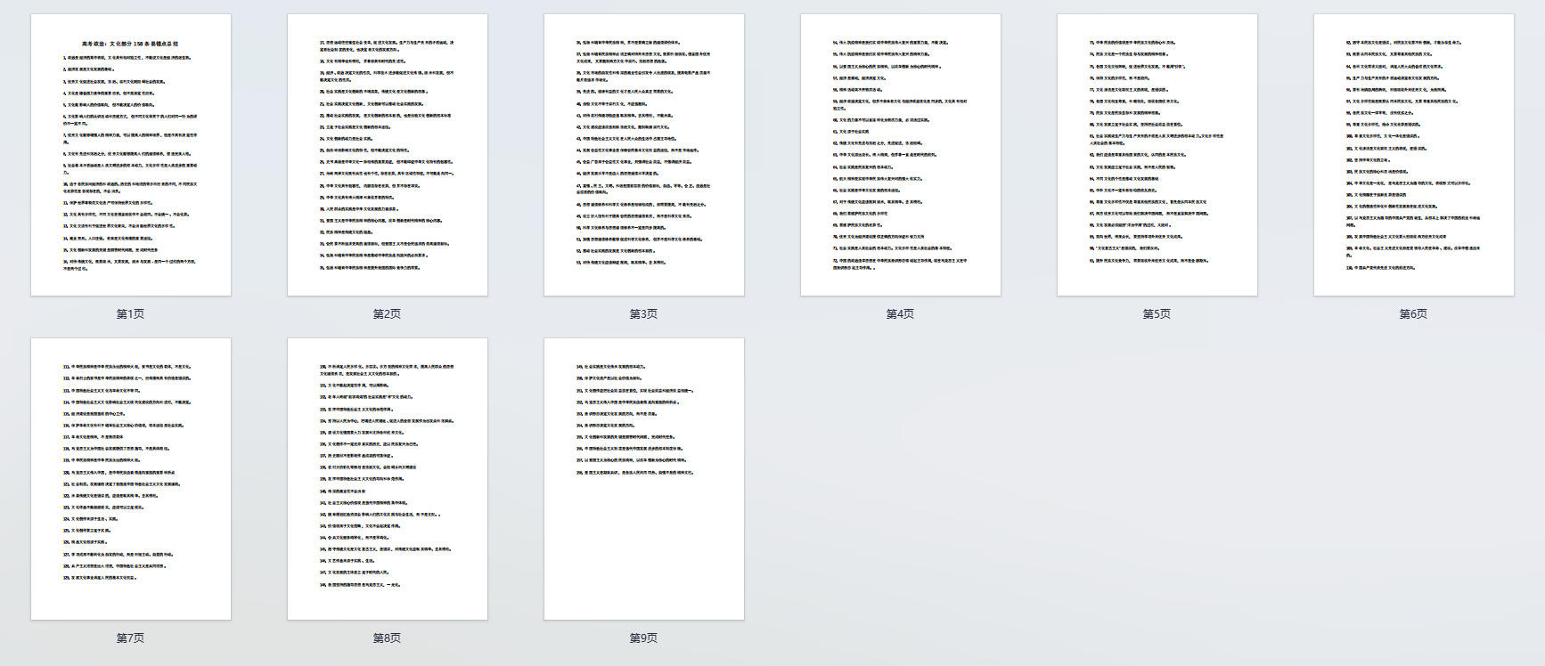 高考政治：文化部分158条易错点总结