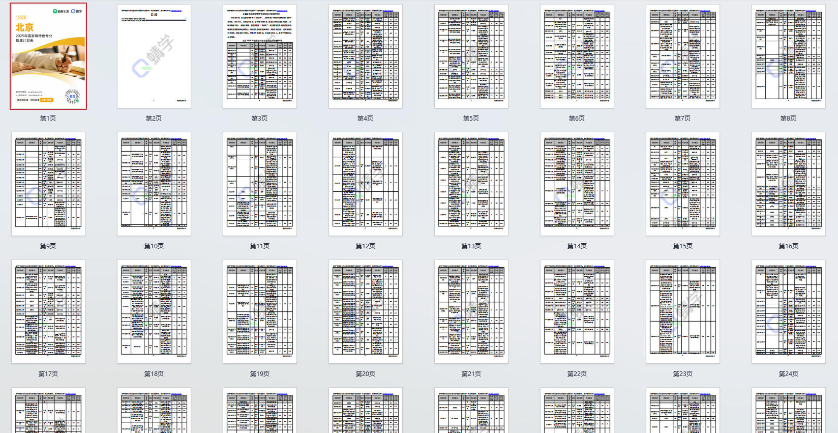 2025年北京国家级特色专业招生计划表-本科