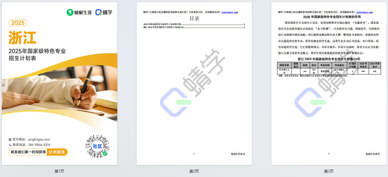 2025年浙江国家级特色专业招生计划表-专科