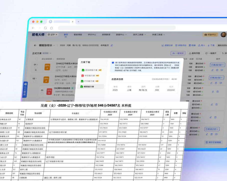 高考志愿填报系统功能详解：适合规划师的专业版长什么样