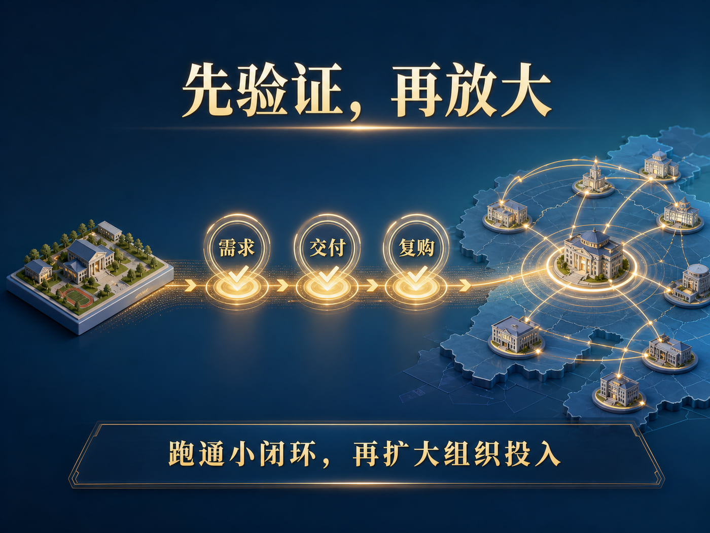 先小范围验证需求与交付，再逐步扩大组织和业务投入