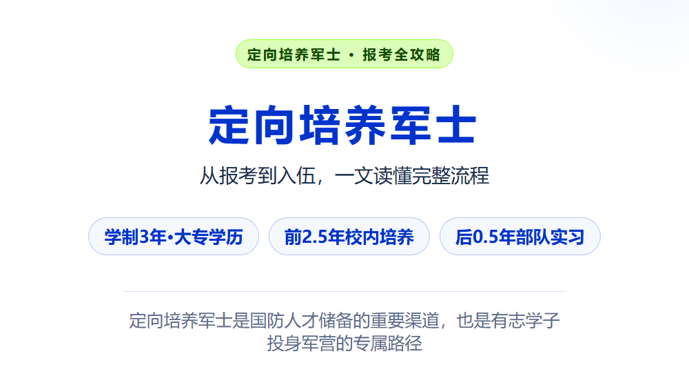 定向培养军士是什么？报考流程怎么走？毕业后的去向和待遇如何？