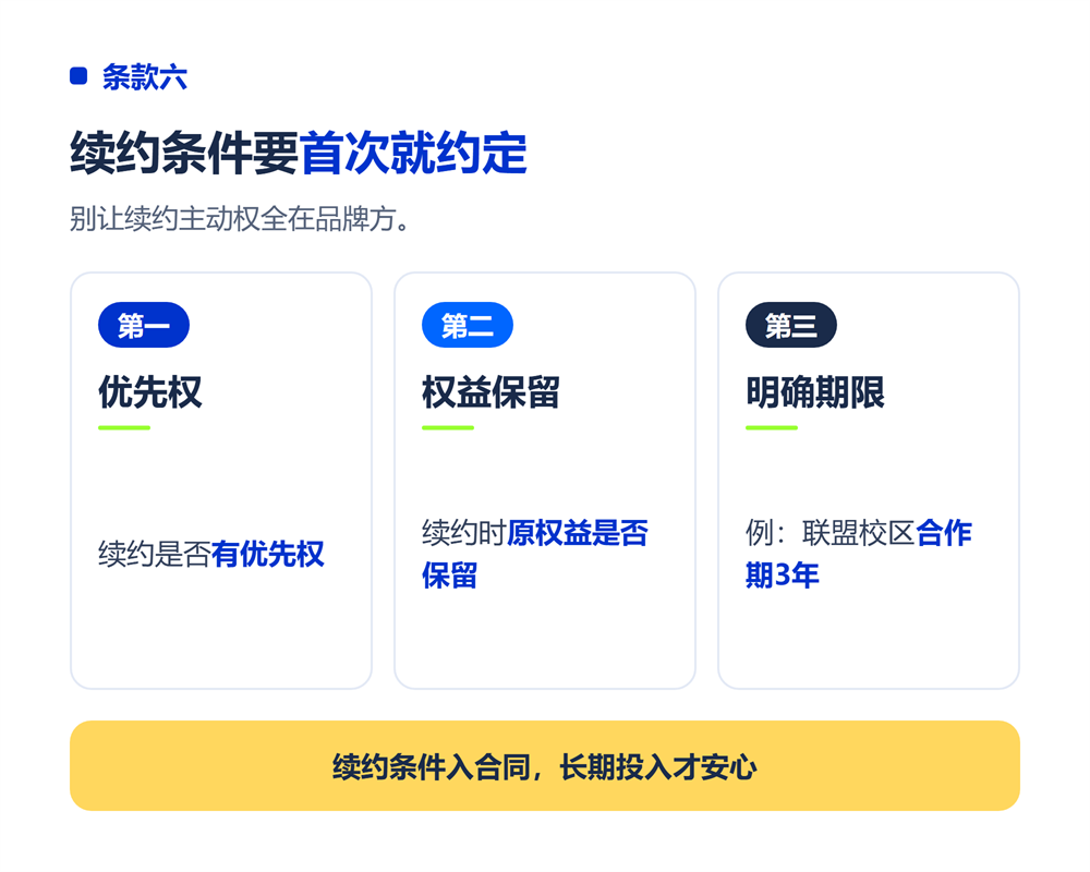 七、条款六:续约条件
