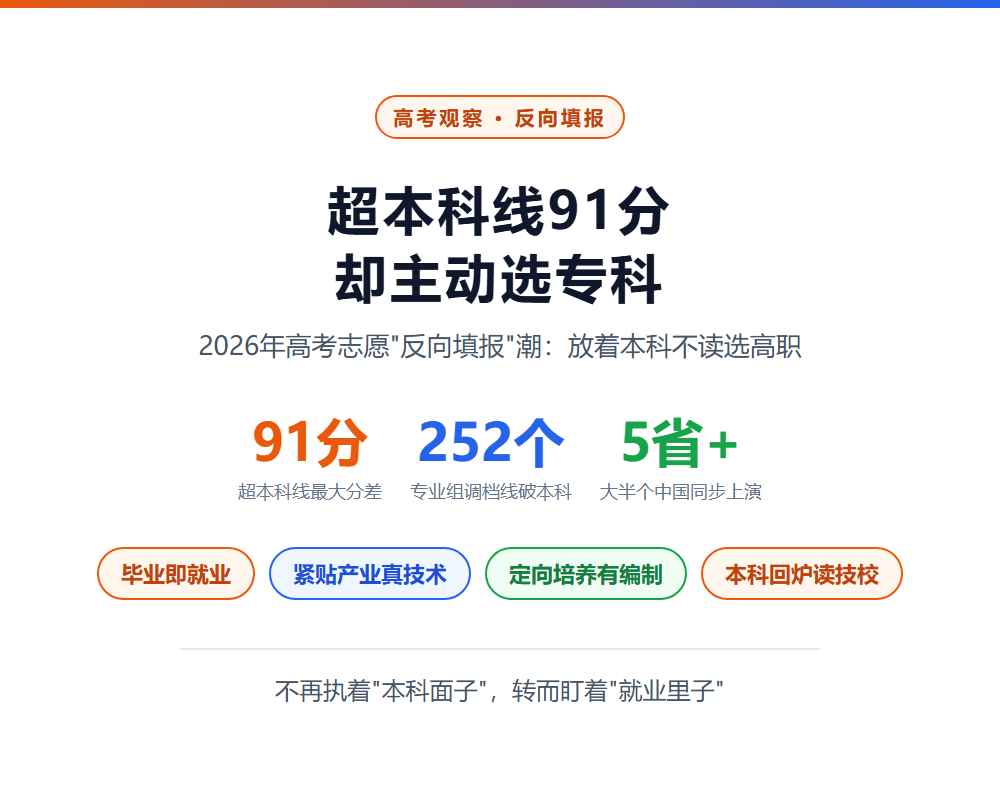 超本科线91分却主动选专科?2026年高考志愿反向填报现象深度解析