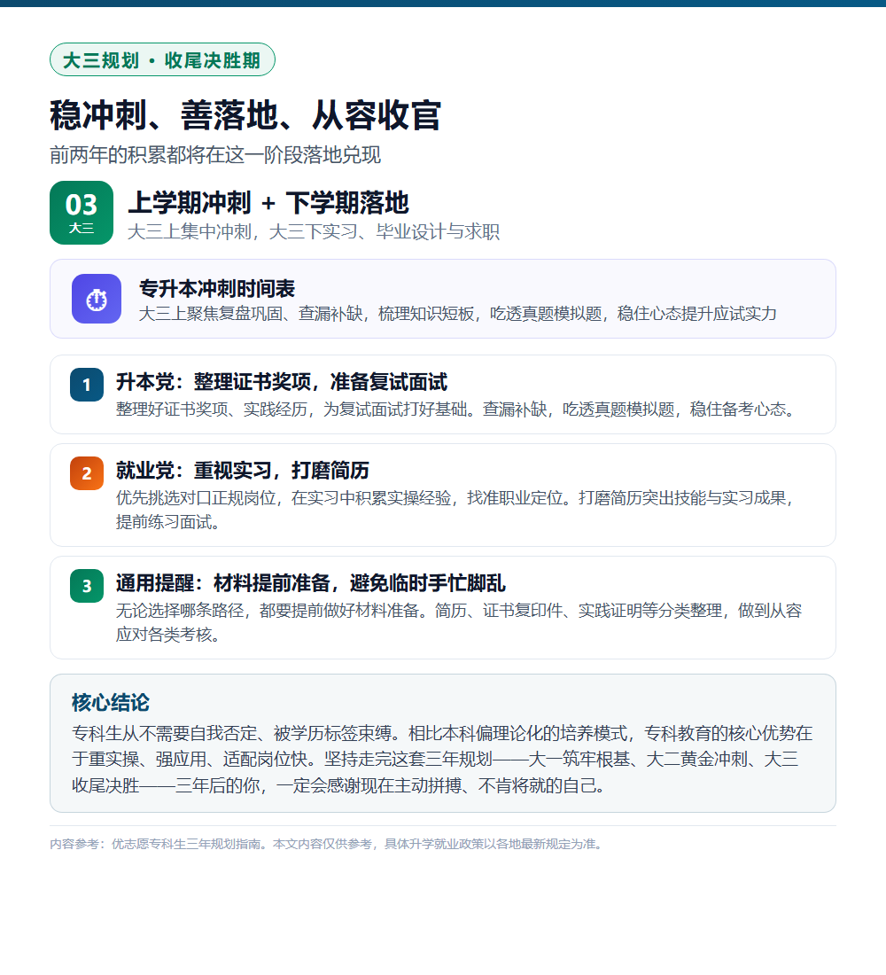 专科生三年逆袭路线图：大一筑根基、大二拉差距、大三稳收官