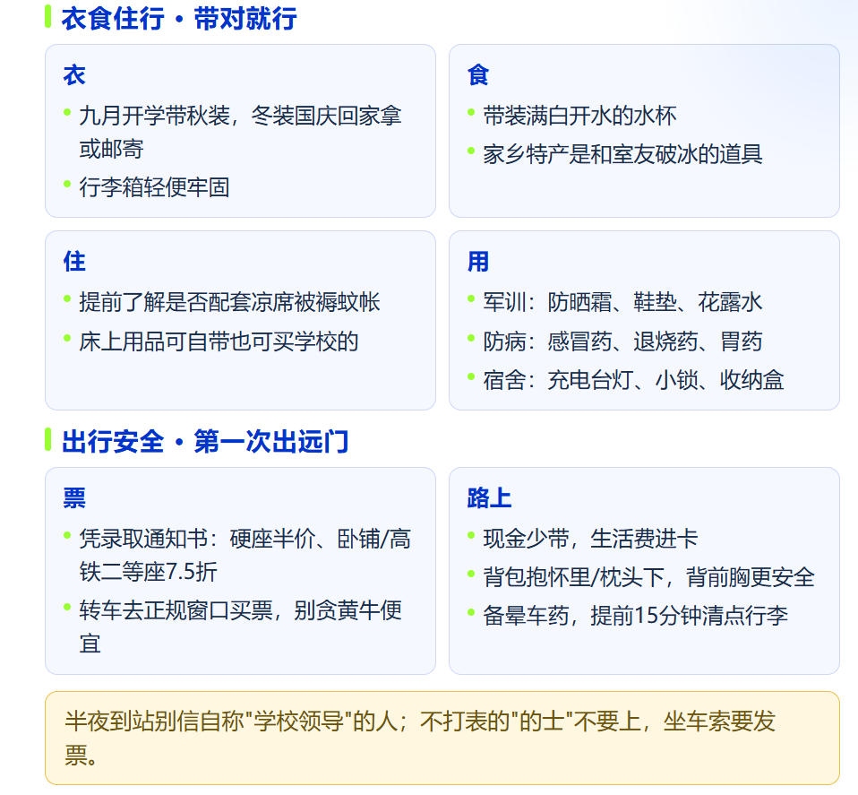 大一新生入学清单:六大板块一次理清,暑假照着准备就行