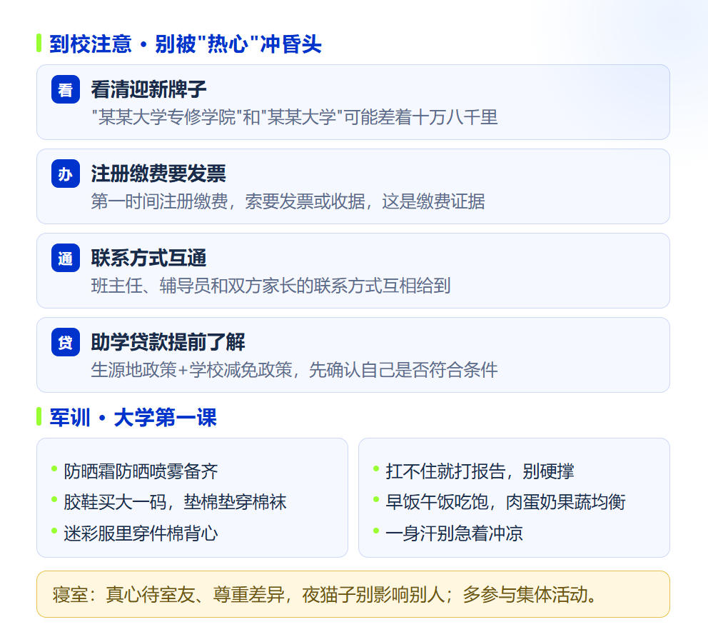 大一新生入学清单:六大板块一次理清,暑假照着准备就行
