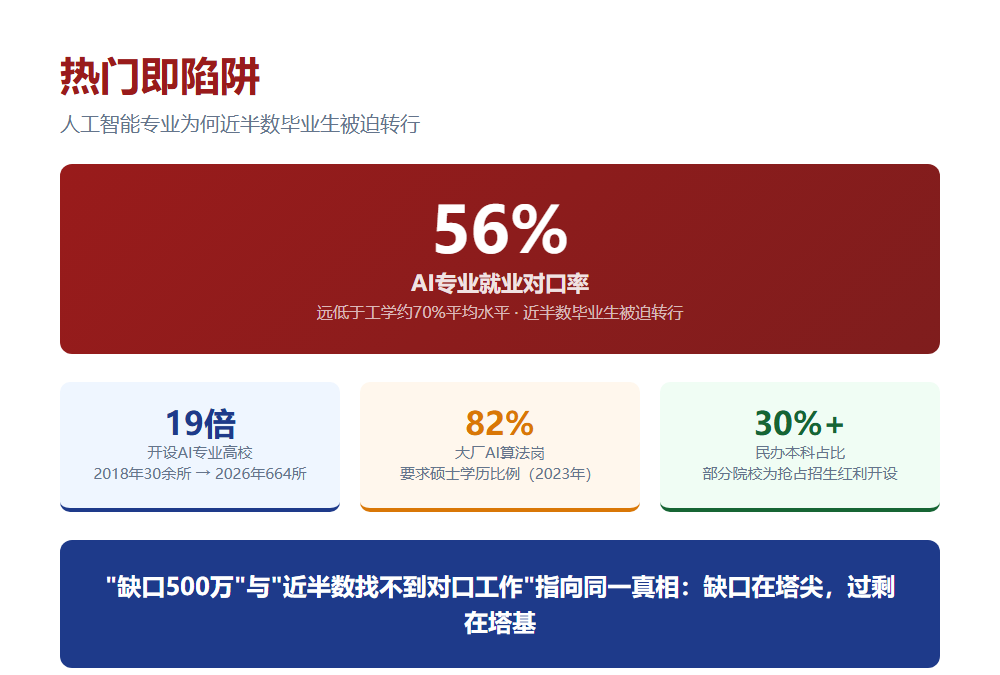 专业就业对口率两极分化：历史学逆袭，AI专业近半转行