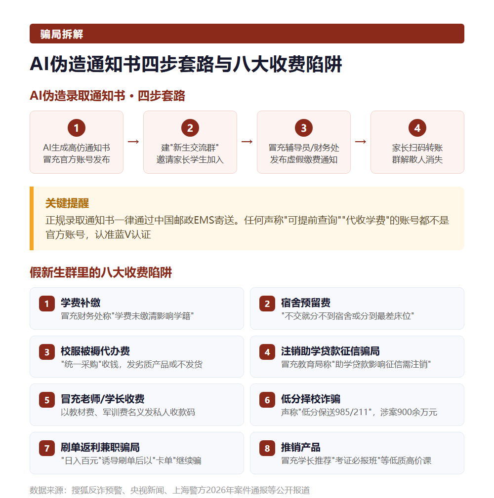 2026开学季诈骗防范：AI伪造录取通知书，假新生群藏着八大收费陷阱