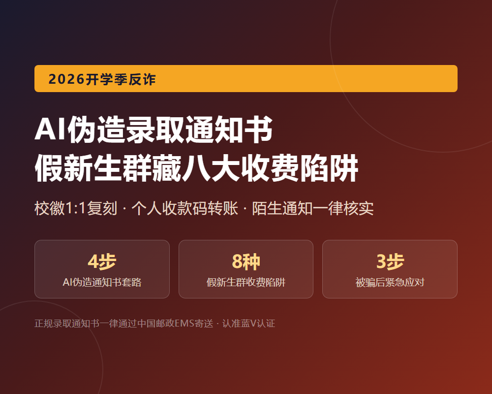 2026开学季诈骗防范:AI伪造录取通知书,假新生群藏着八大收费陷阱