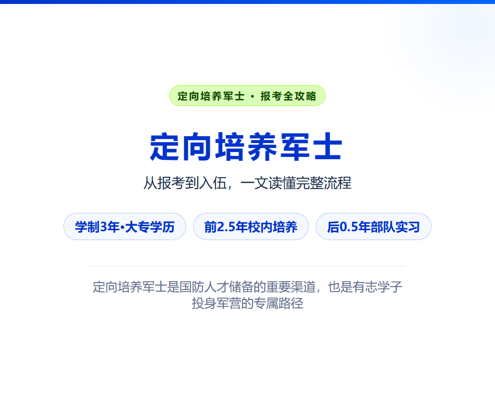 定向培养军士是什么?报考流程怎么走?毕业后的去向和待遇如何?