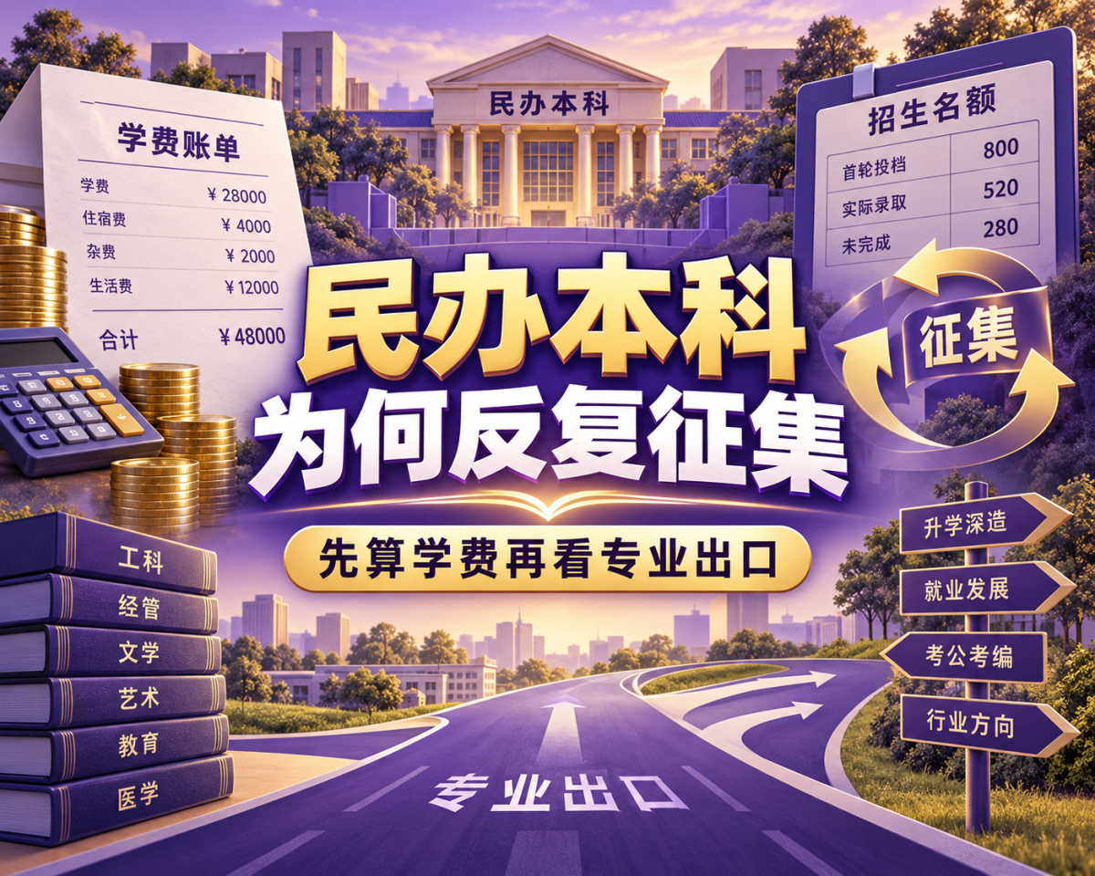 民办本科为何反复征集,先算学费再看专业出口
