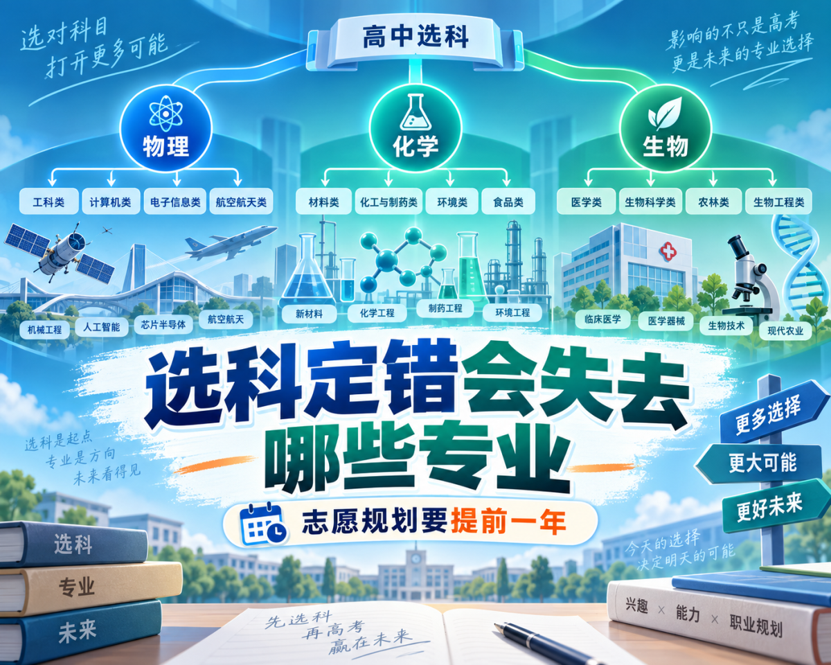 选科定错会失去哪些专业,志愿规划要提前一年