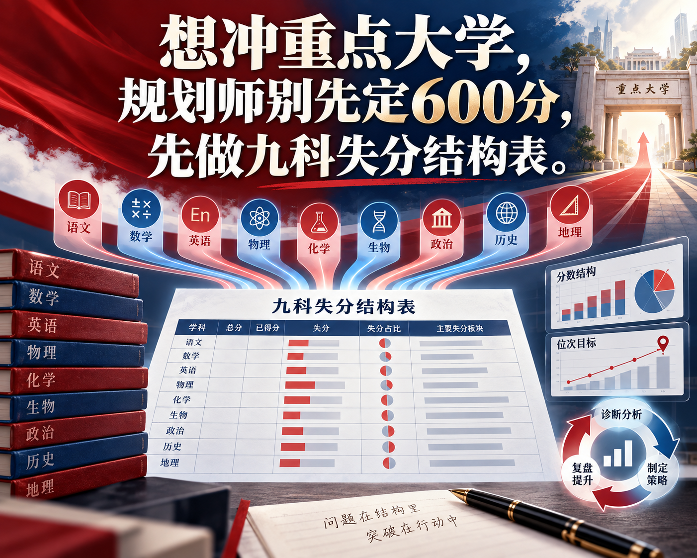 想冲重点大学，规划师别先定600分，先做九科失分结构表