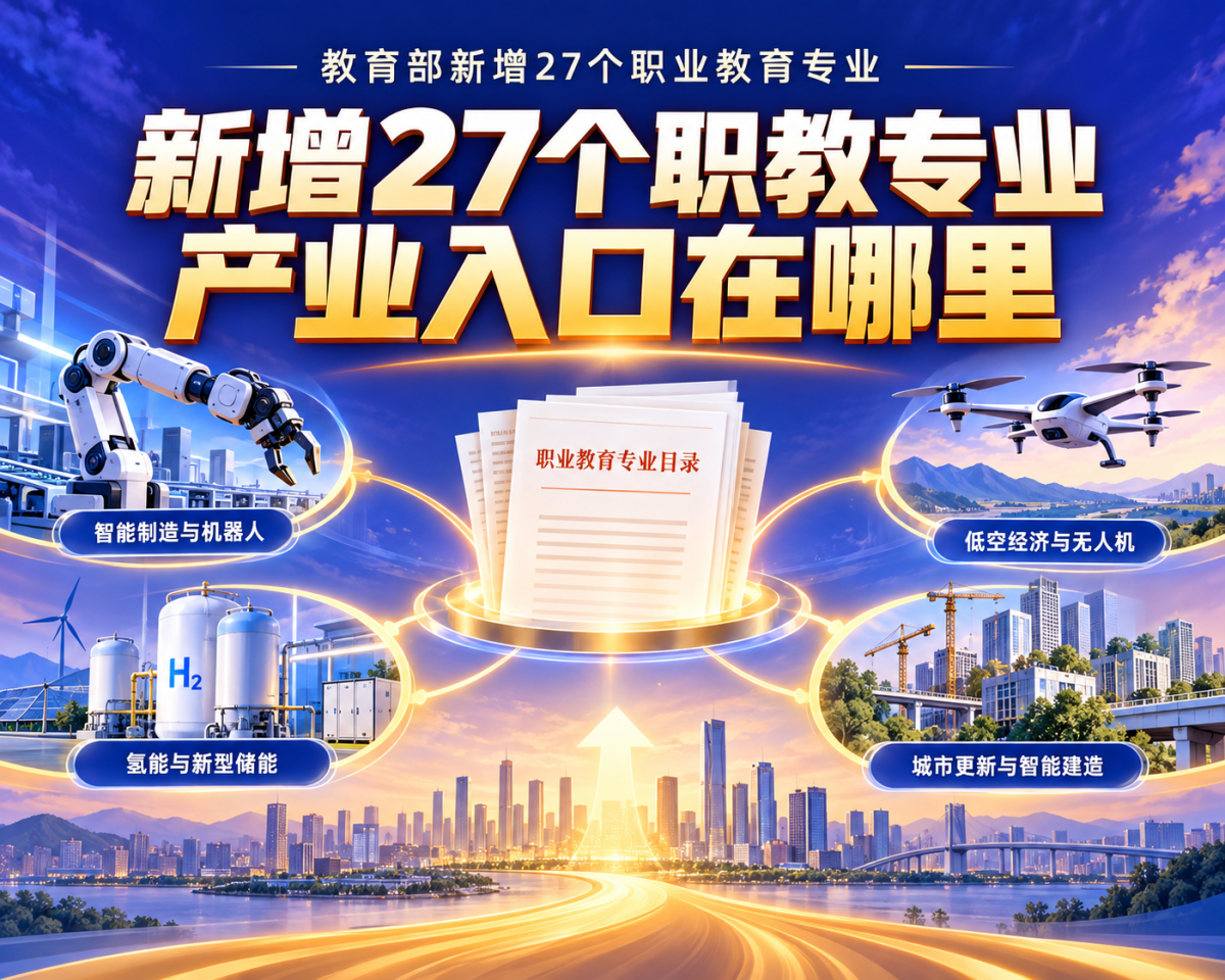 教育部新增27个职教专业，填报要看产业入口和培养条件