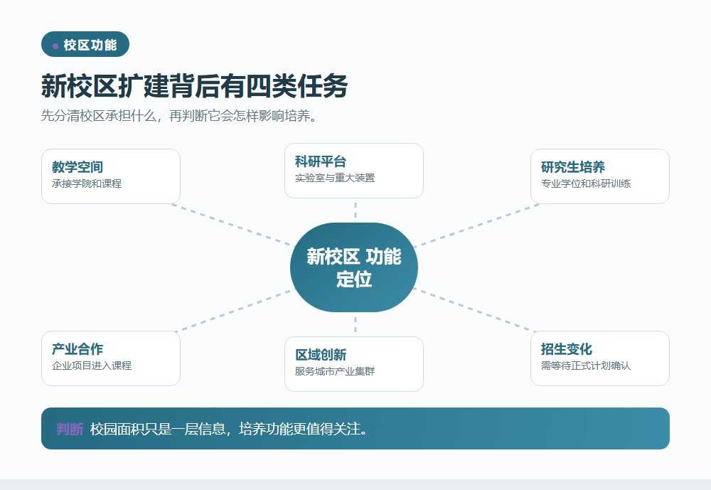 新校区落地先看承担什么功能信息图