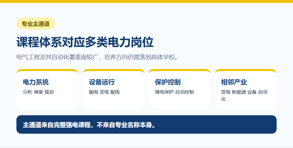 电气工程及其自动化课程与电网岗位主通道