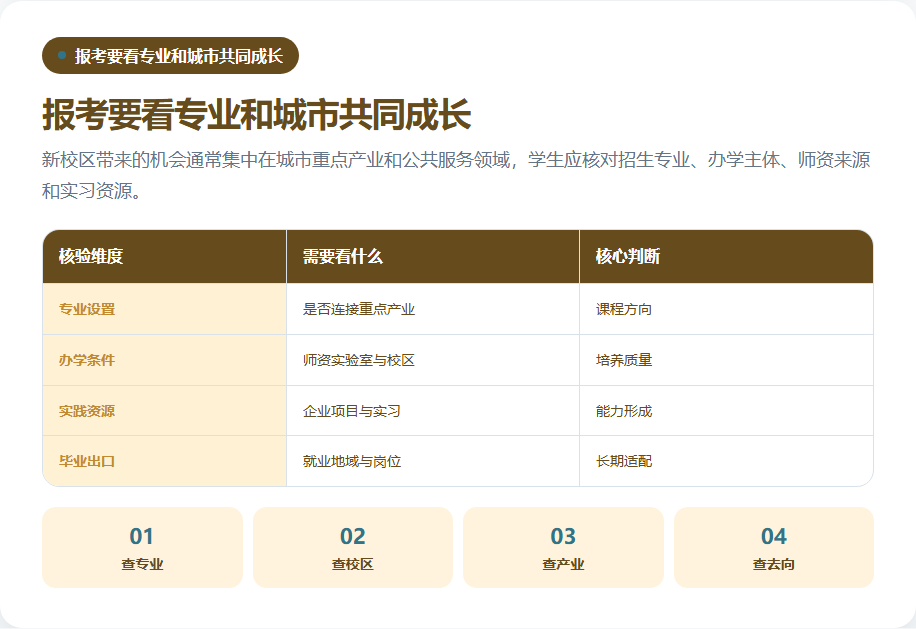 新校区专业与城市产业的报考核验矩阵