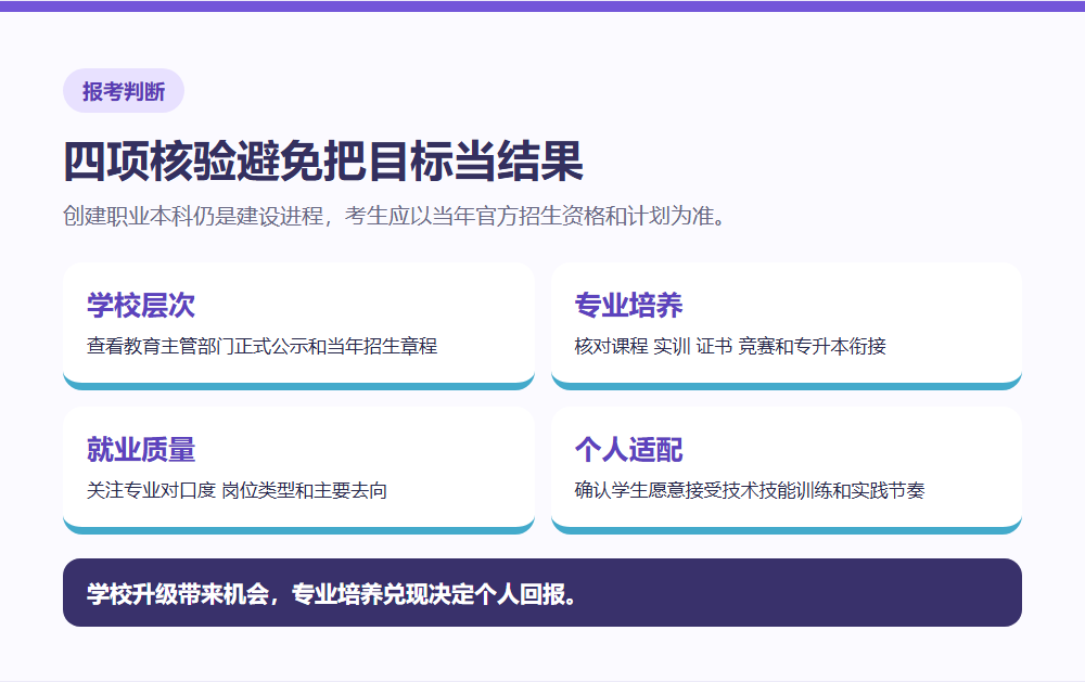 职业院校升本进程中的报考核验清单