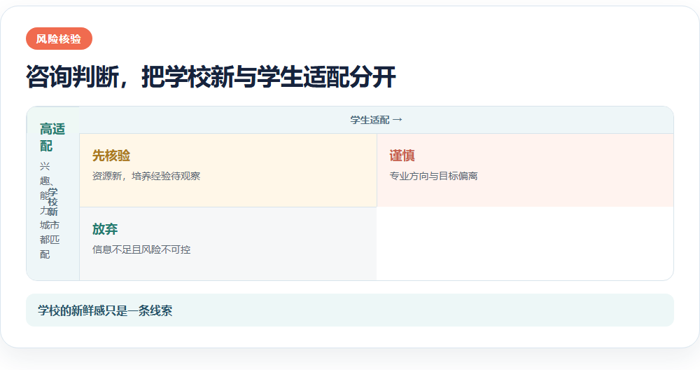 咨询判断，把学校新与学生适配分开信息图