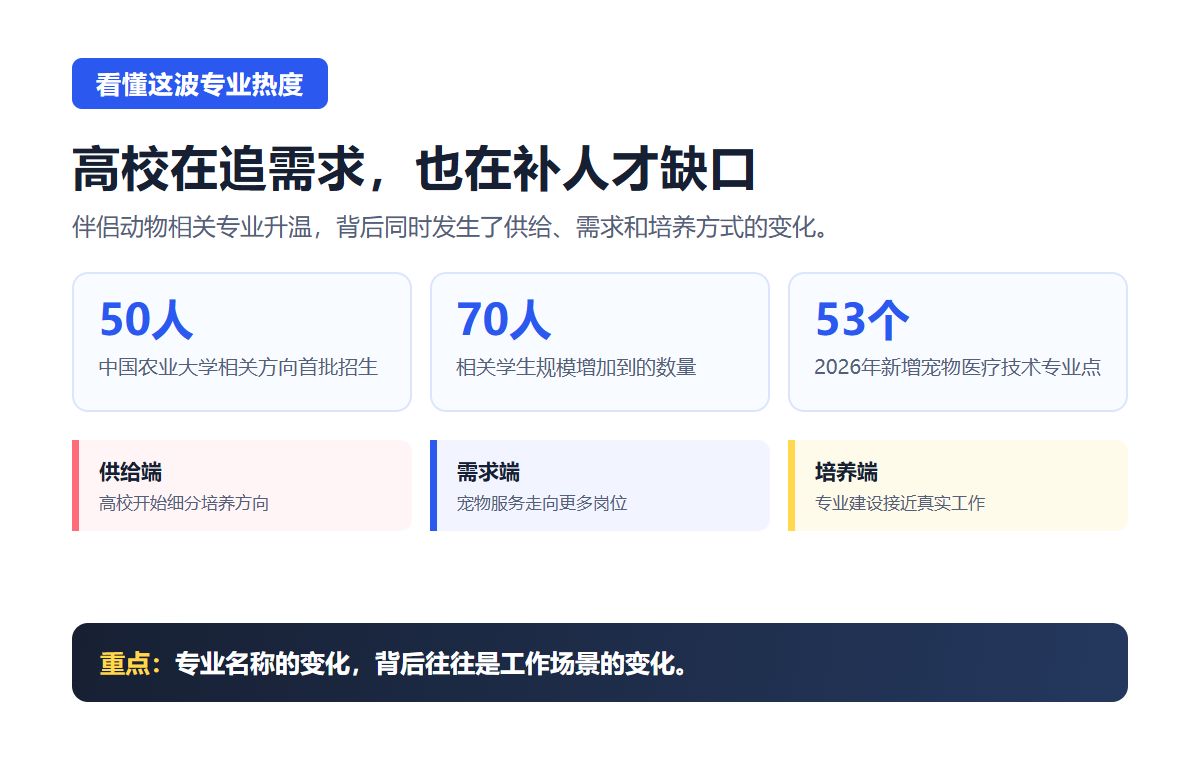 我把今年新开的宠物学院和伴侣动物专业数了一遍才敢说小众赛道已成真需求