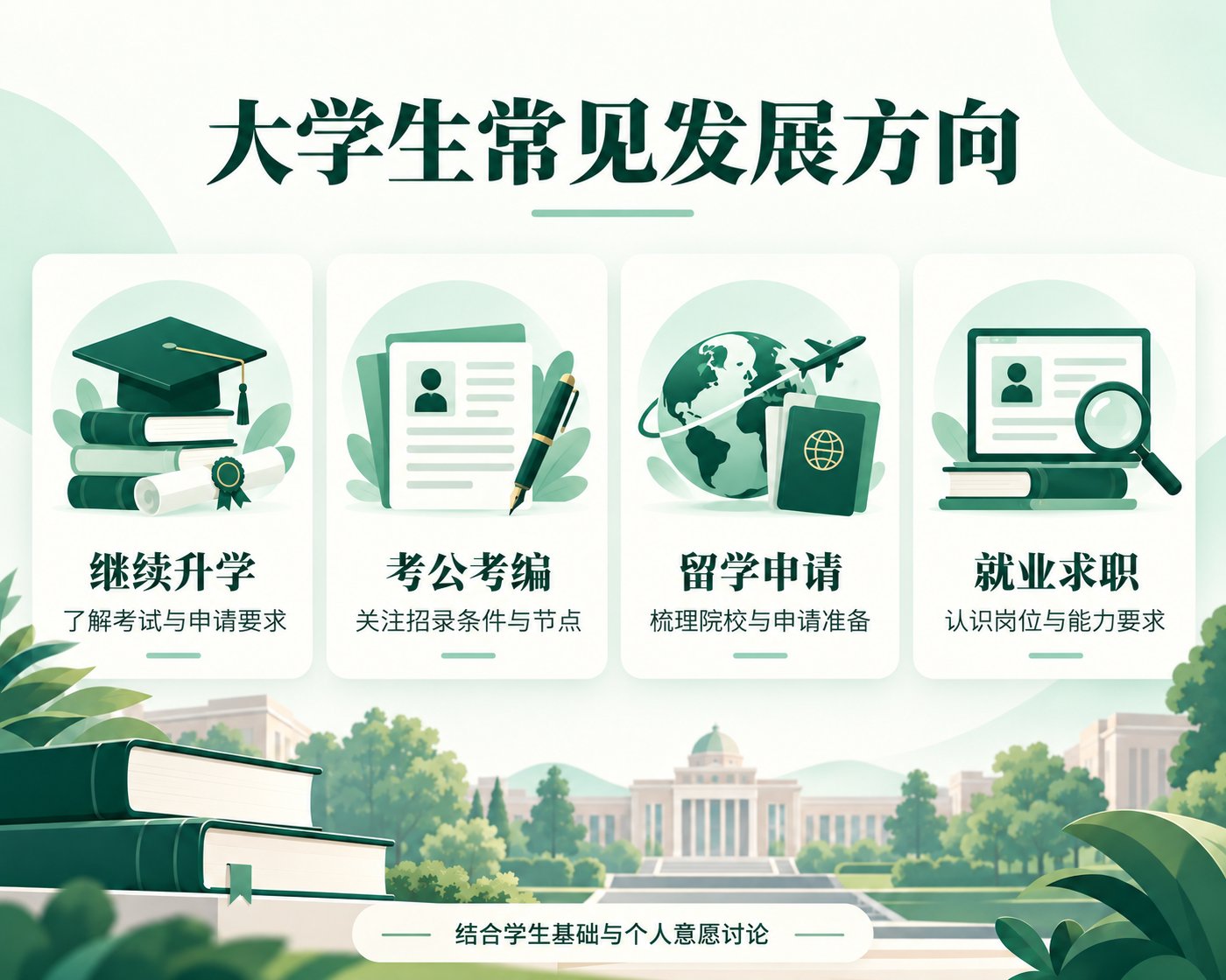 升学、考公、留学与就业等发展路径的准备方向