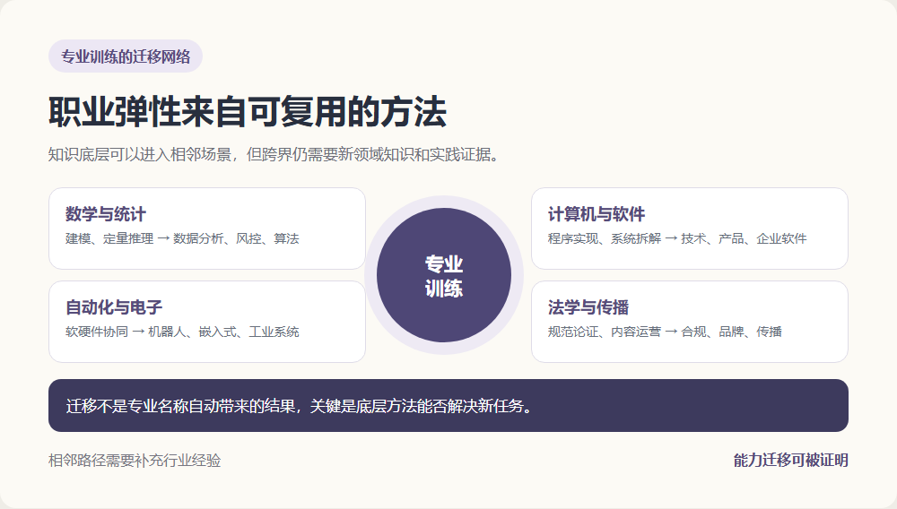 不同专业底层能力向相邻职业场景迁移的关系网络
