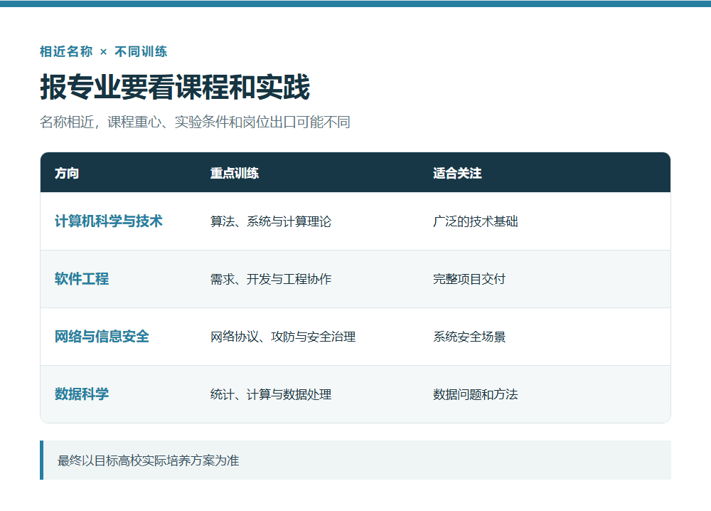 计算机相关专业课程与岗位方向矩阵