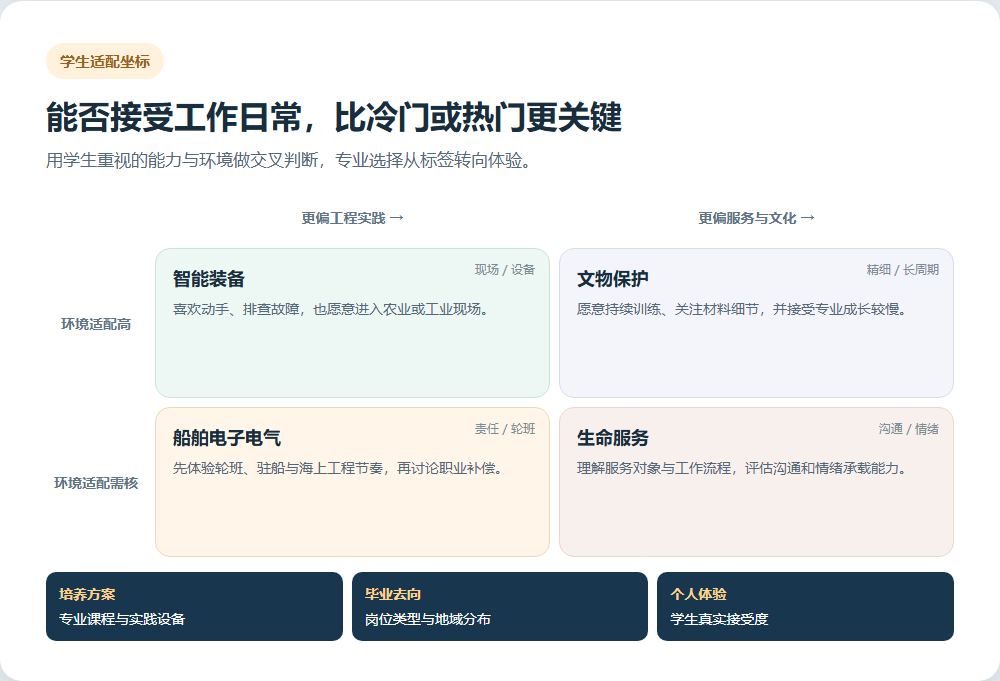 以能力兴趣和工作环境比较专业适配度的判断坐标